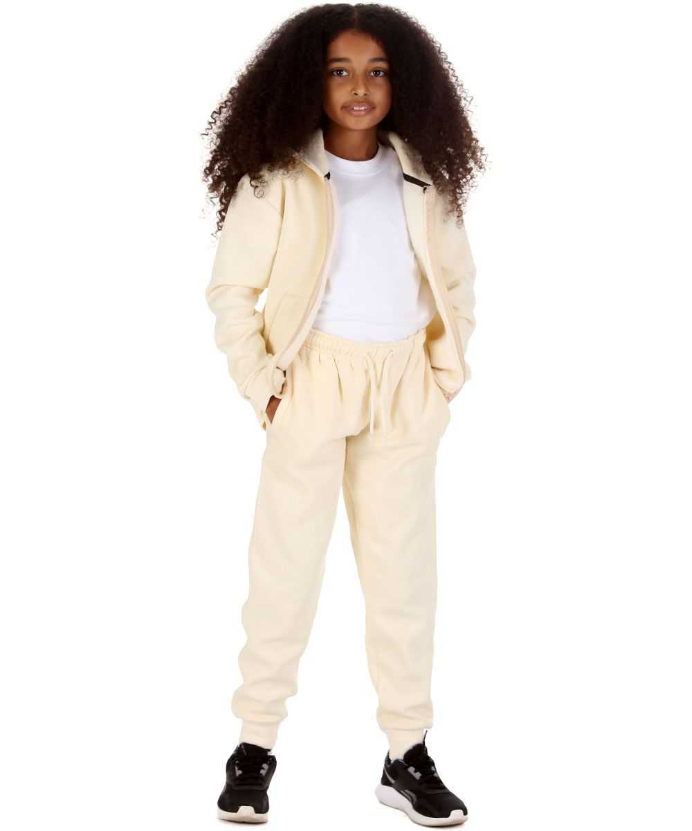 Trendy Toggs Kids Fleece Zip Up Cream Tracksuit