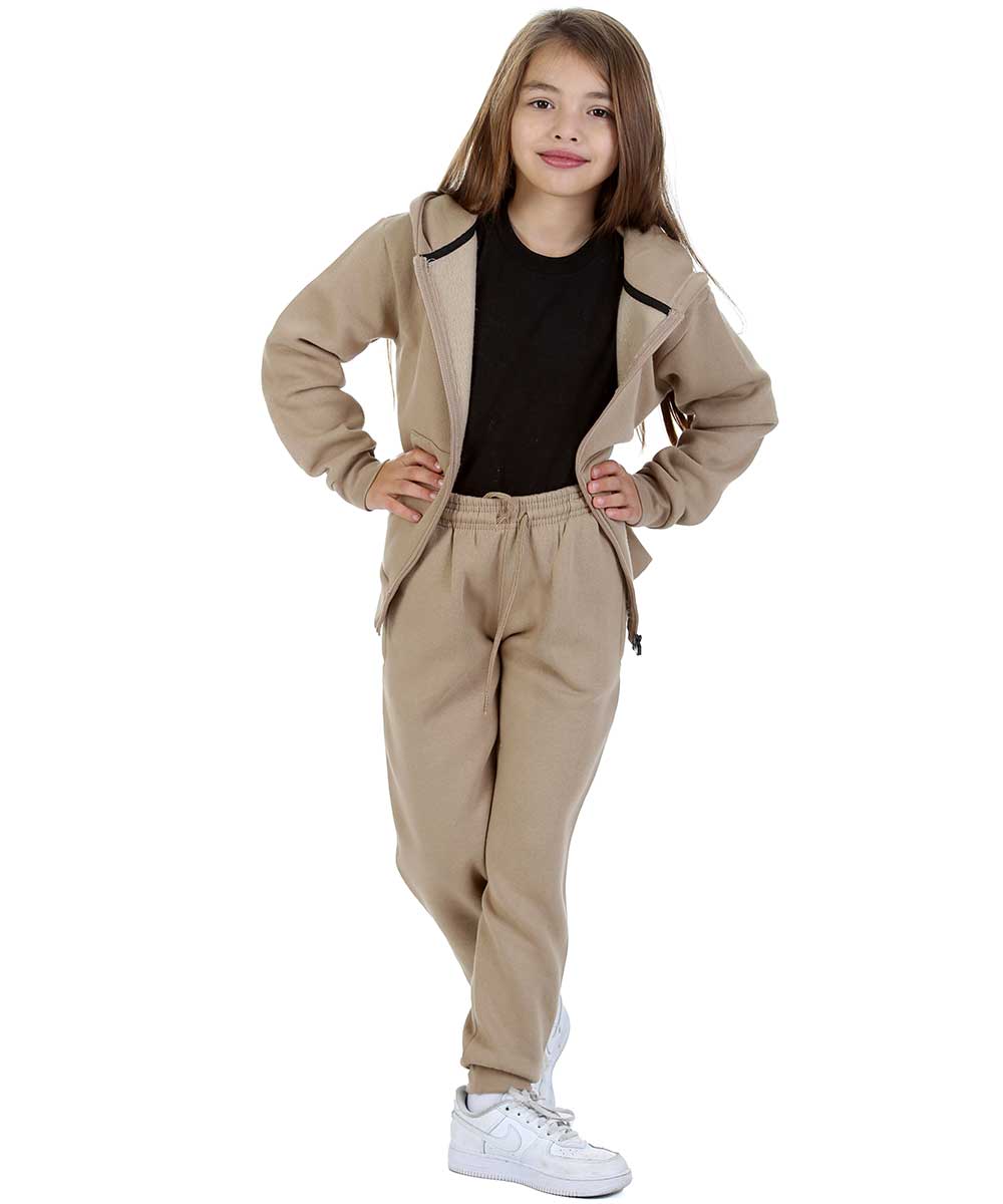 Trendy Toggs Kids Fleece Zip Up Mocha Tracksuit