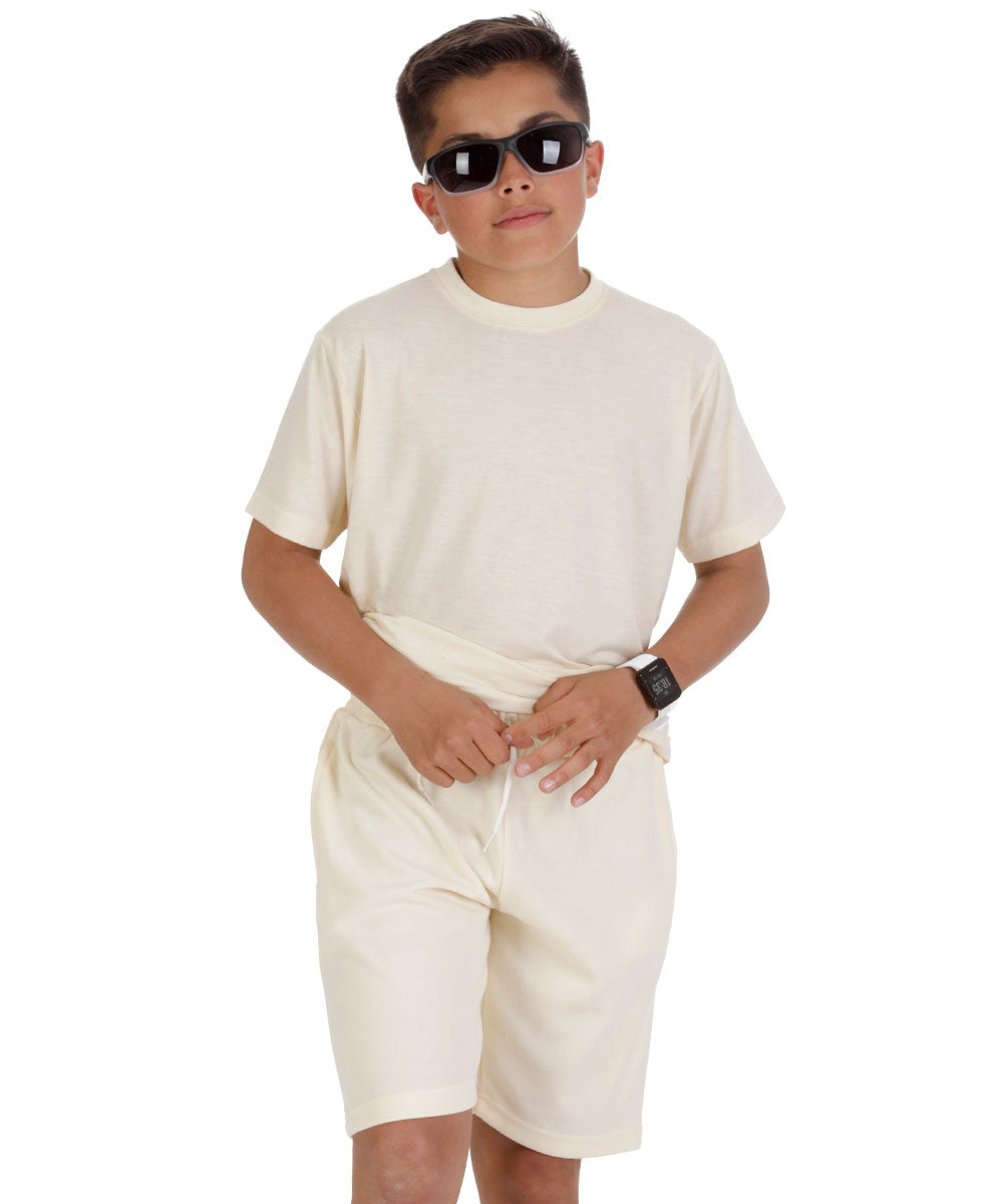 Kids Cream T-shirt and Shorts Set