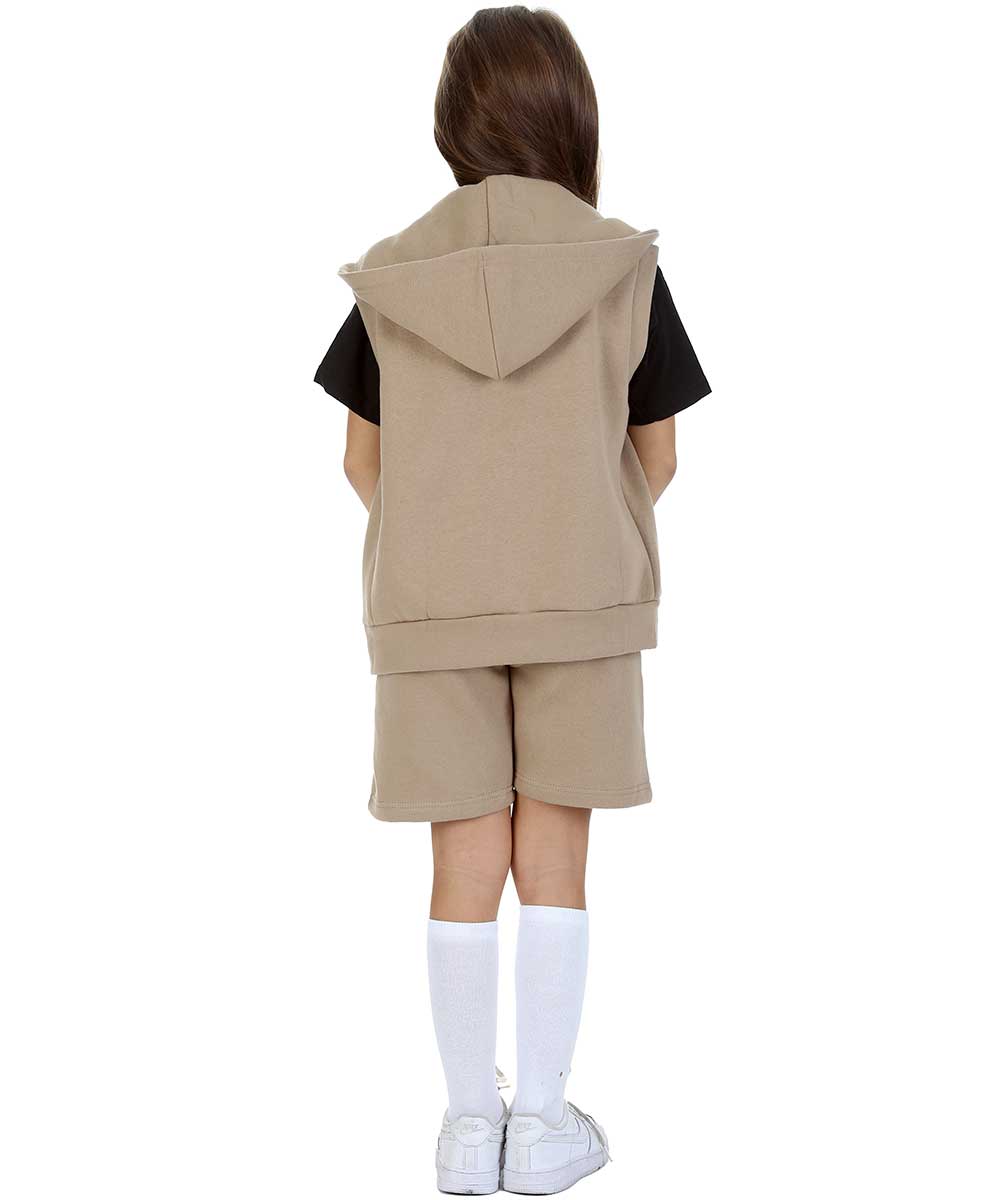 Kids Mocha 2-Piece Gilet and Shorts Set