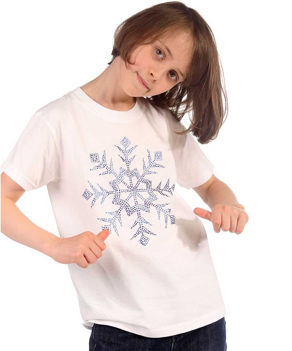 Trendy Toggs Kids Winter Snowflake White Rhinestone T-shirt