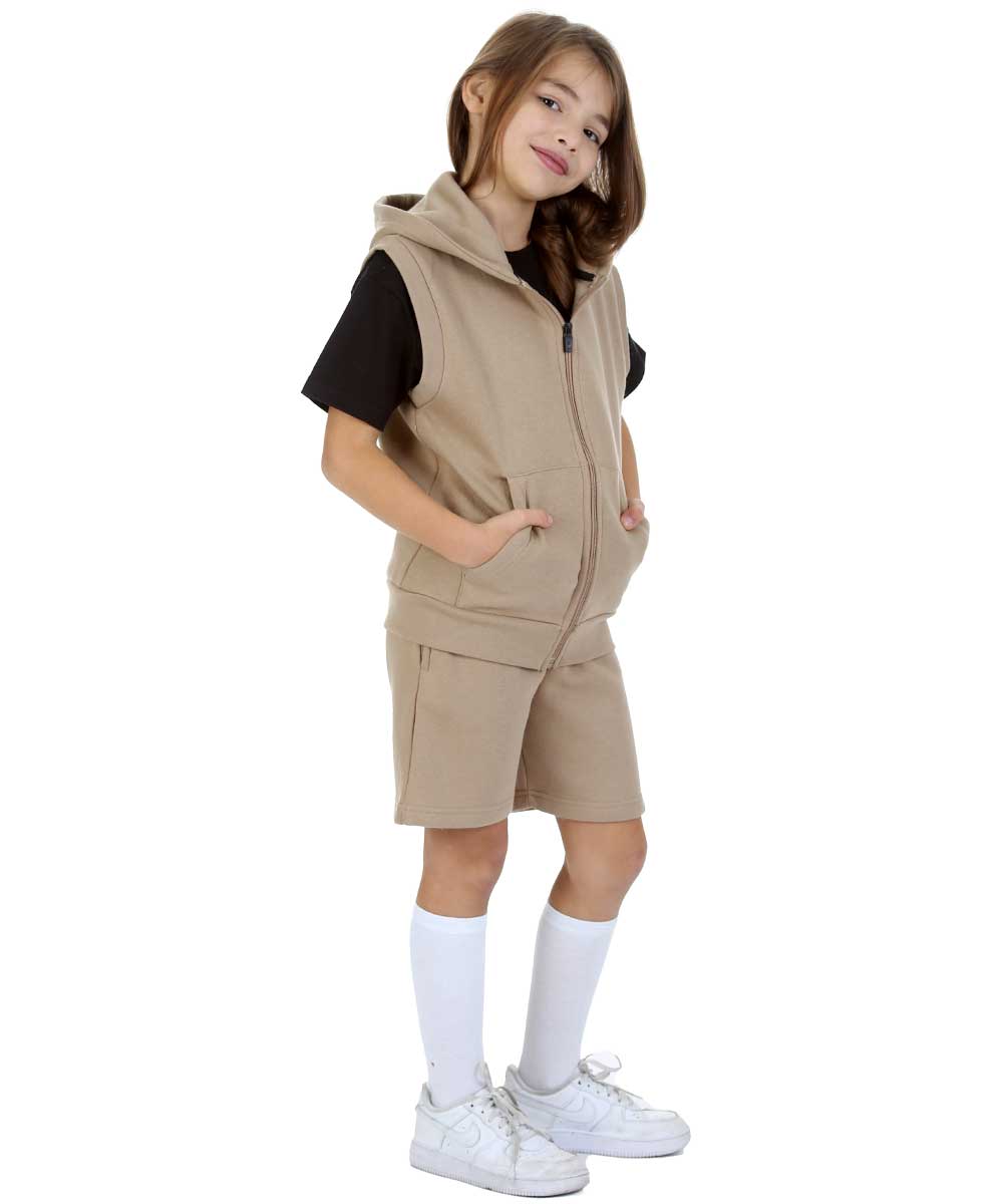 Kids Mocha 2-Piece Gilet and Shorts Set