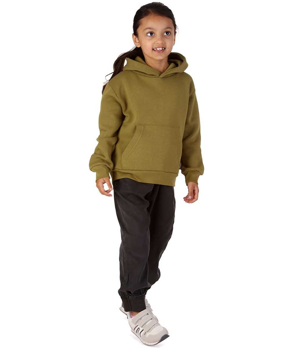 Trendy Toggs Kids Plain Overhead Olive Green Hoodie