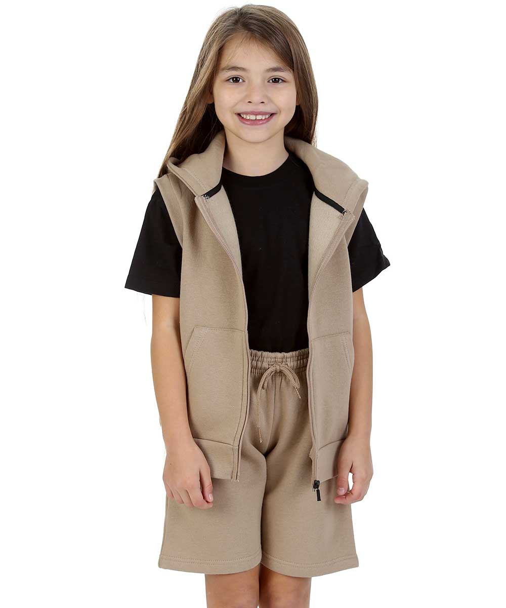 Kids Mocha 2-Piece Gilet and Shorts Set