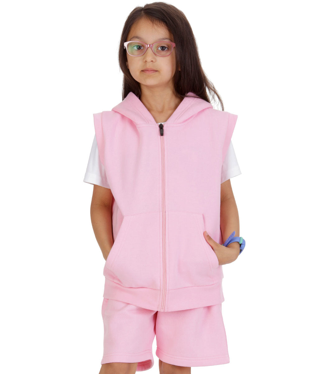 Kids Pink 2-Piece Gilet and Shorts Set