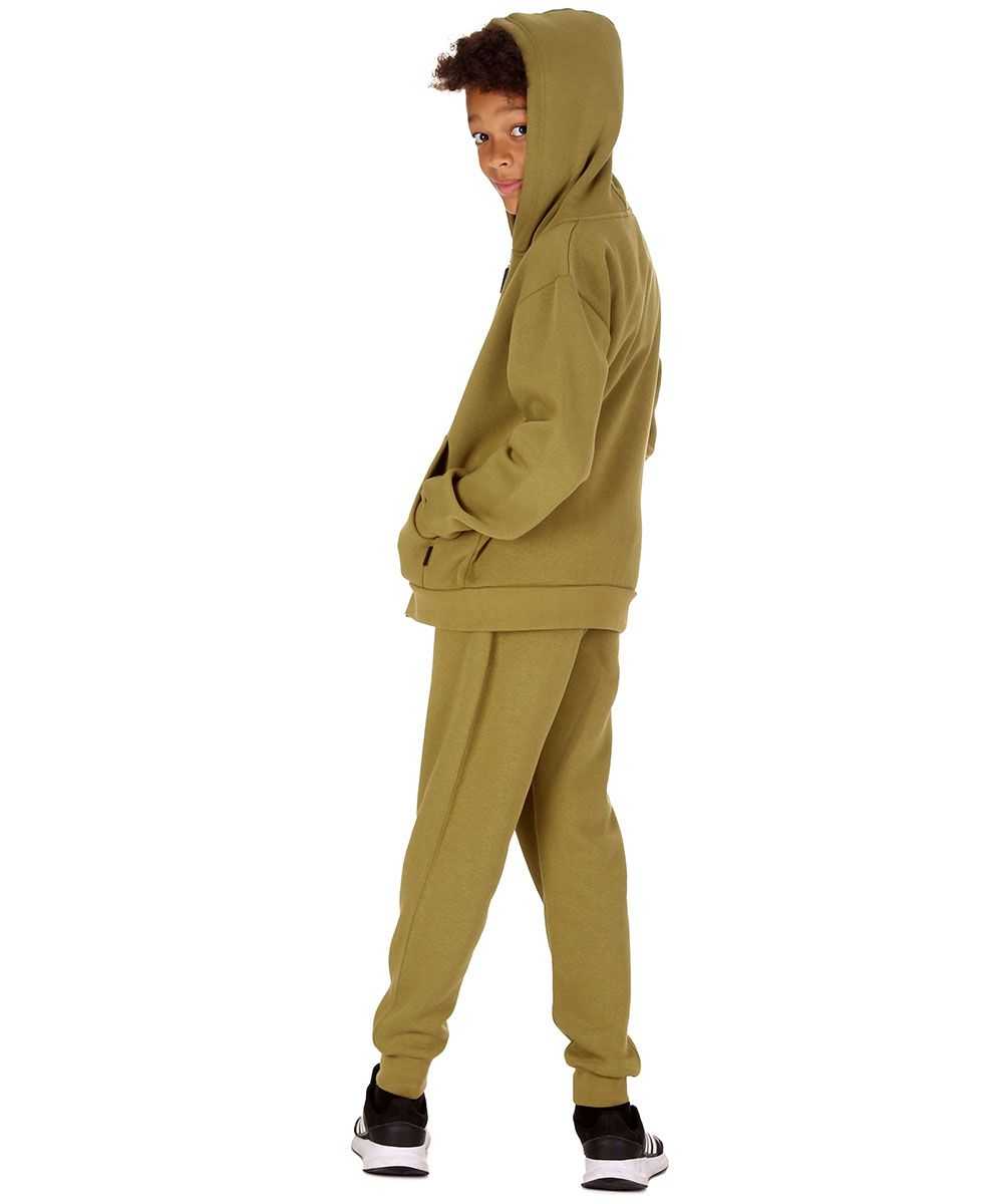 Trendy Toggs Kids Fleece Zip Up Olive Green Tracksuit