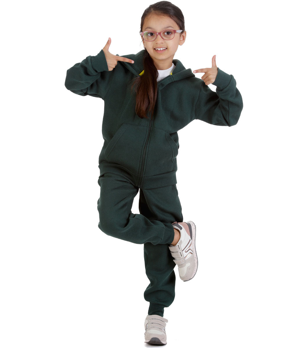 Trendy Toggs Kids Fleece Zip Up Bottle Green Tracksuit