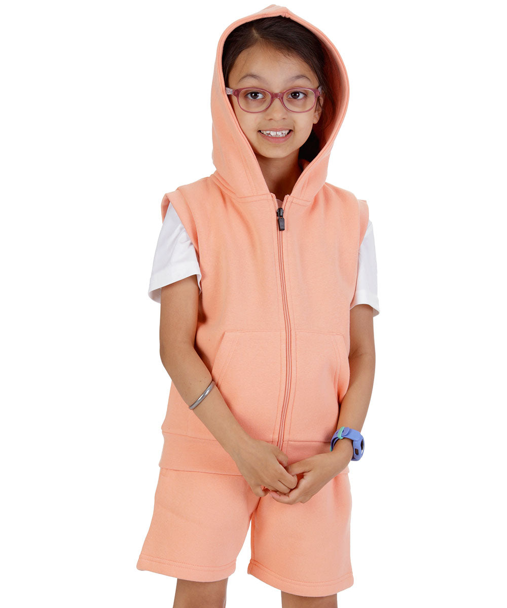 Kids Salmon 2-Piece Gilet and Shorts Set