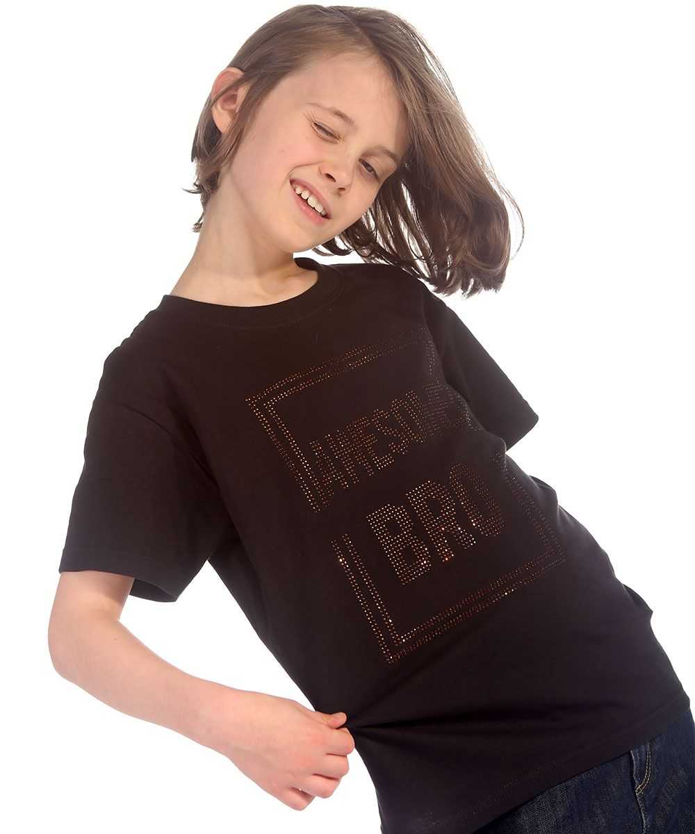 Trendy Toggs Kids Awesome Bro Rhinestone Black T-shirt