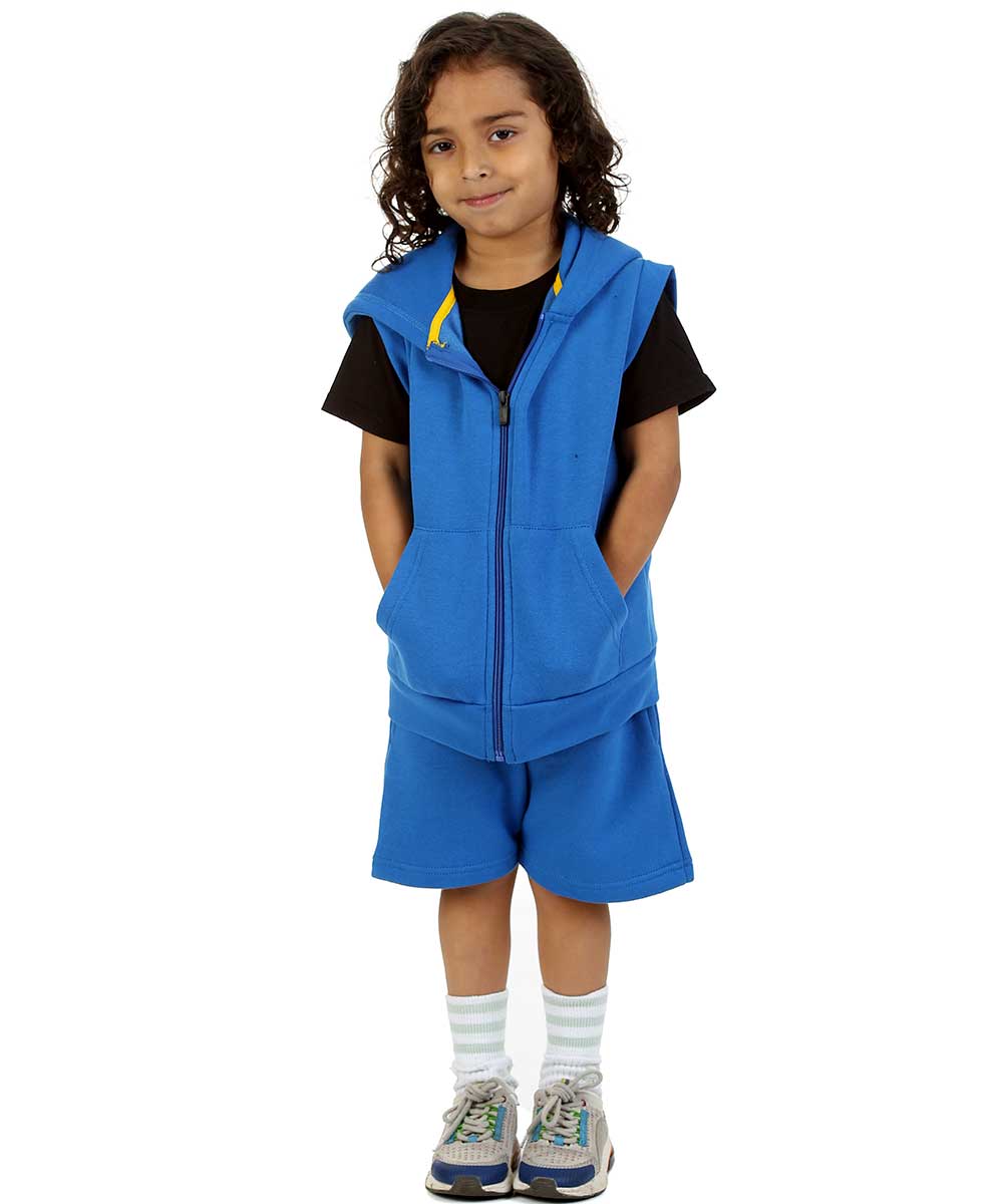 Kids Royal Blue 2-Piece Gilet and Shorts Set