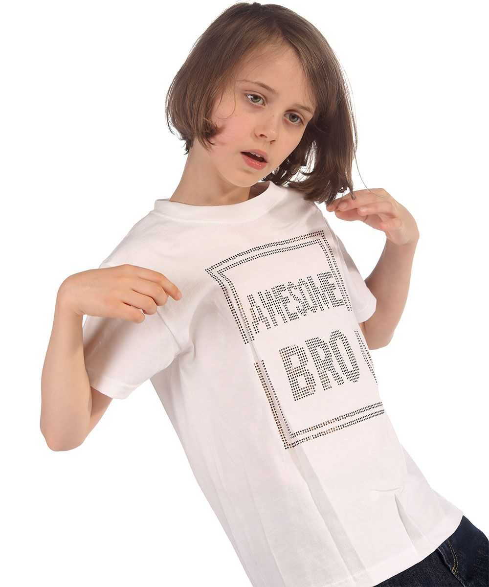 Trendy Toggs Kids Awesome Bro Rhinestone White T-shirt