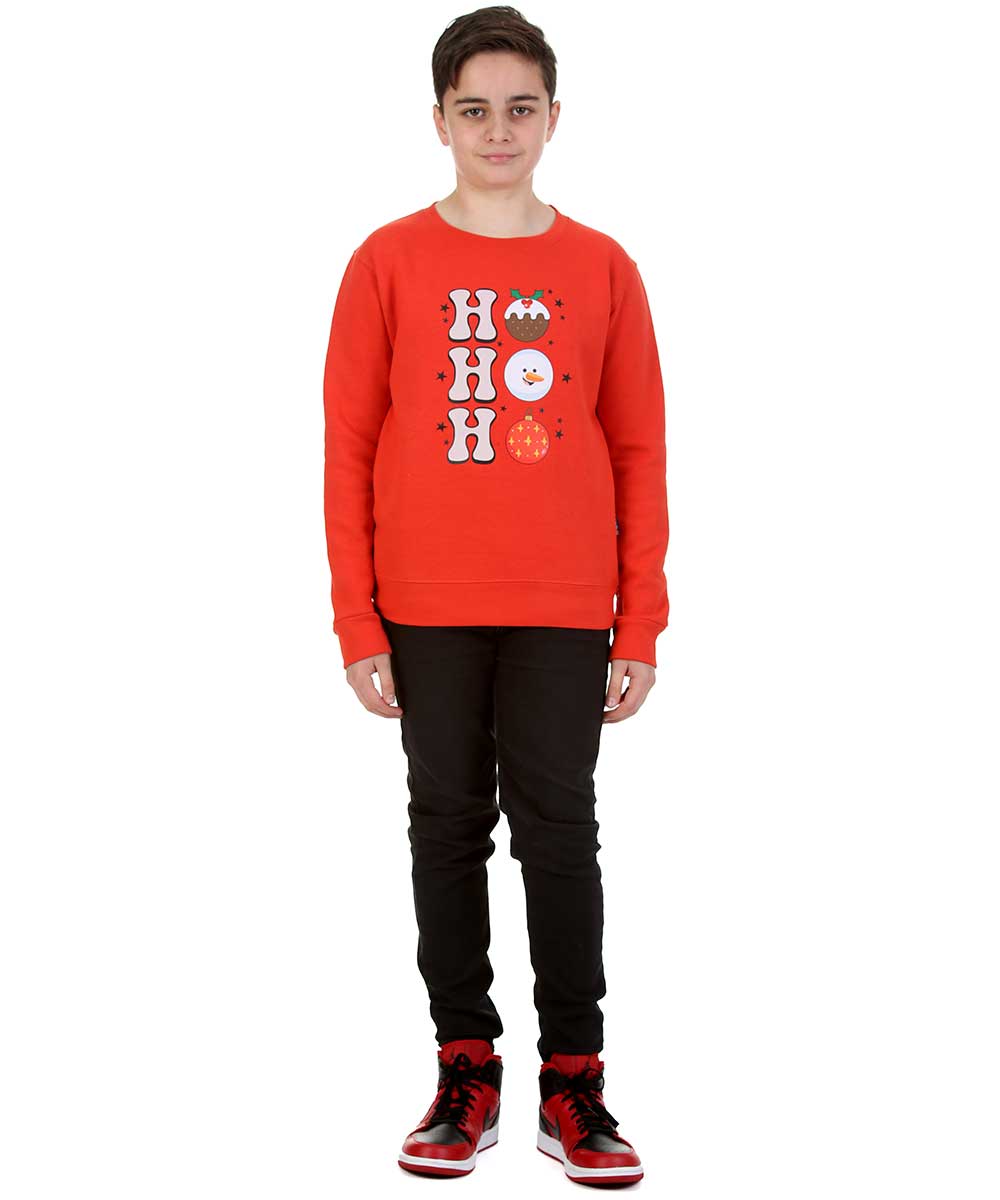 Trendy Toggs Kids Christmas HO HO HO Jumper Red