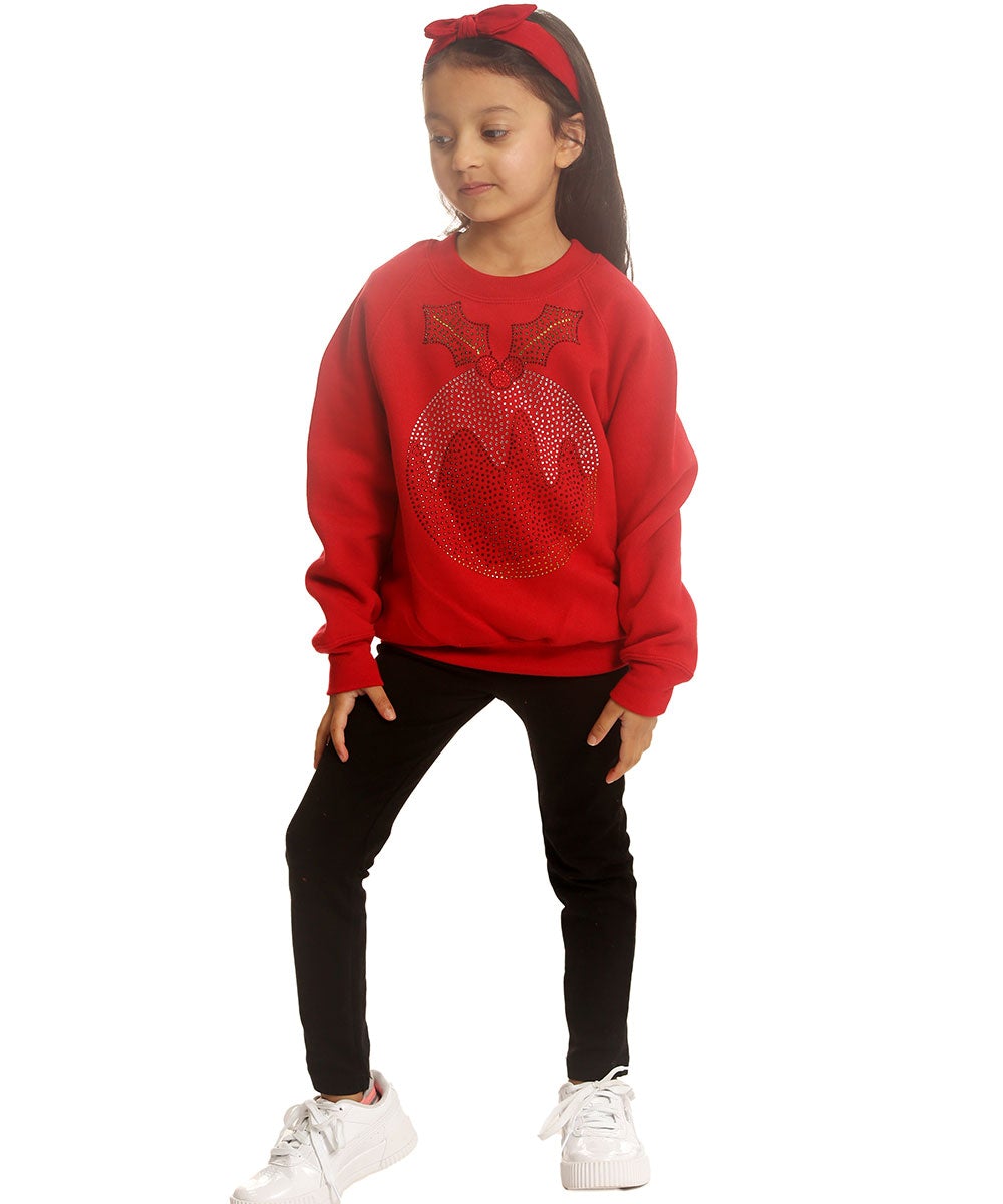 Trendy Toggs Kids Red Rhinestone Christmas Pudding Jumper