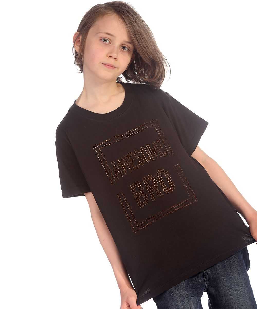 Trendy Toggs Kids Awesome Bro Rhinestone Black T-shirt