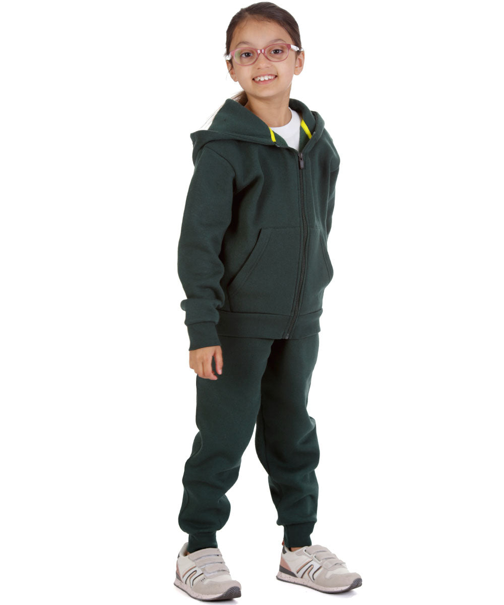 Trendy Toggs Kids Fleece Zip Up Bottle Green Tracksuit