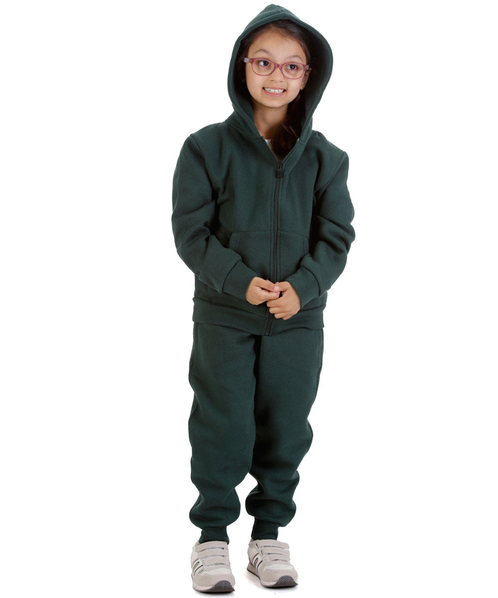 Trendy Toggs Kids Fleece Zip Up Bottle Green Tracksuit