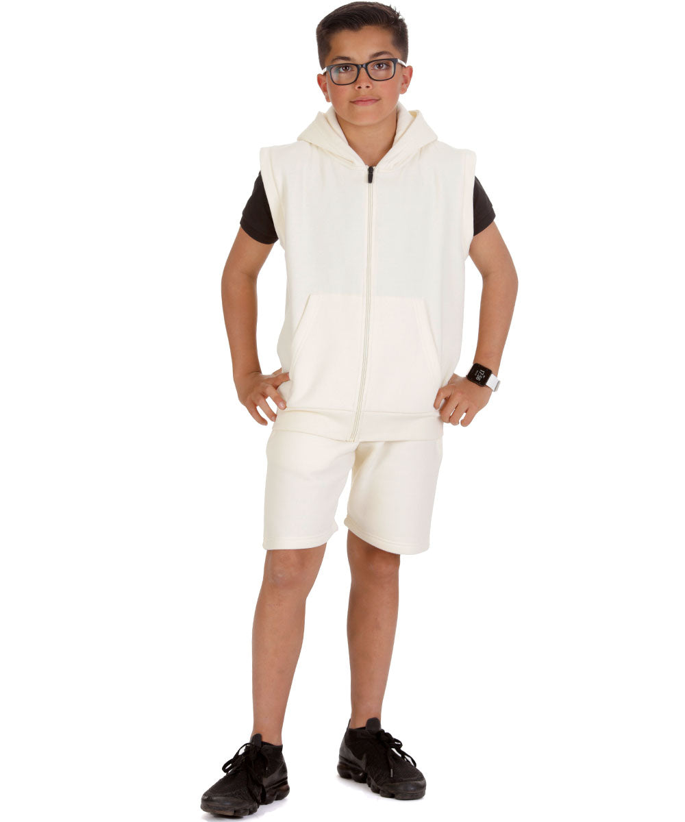 Kids Cream 2-Piece Gilet and Shorts Set