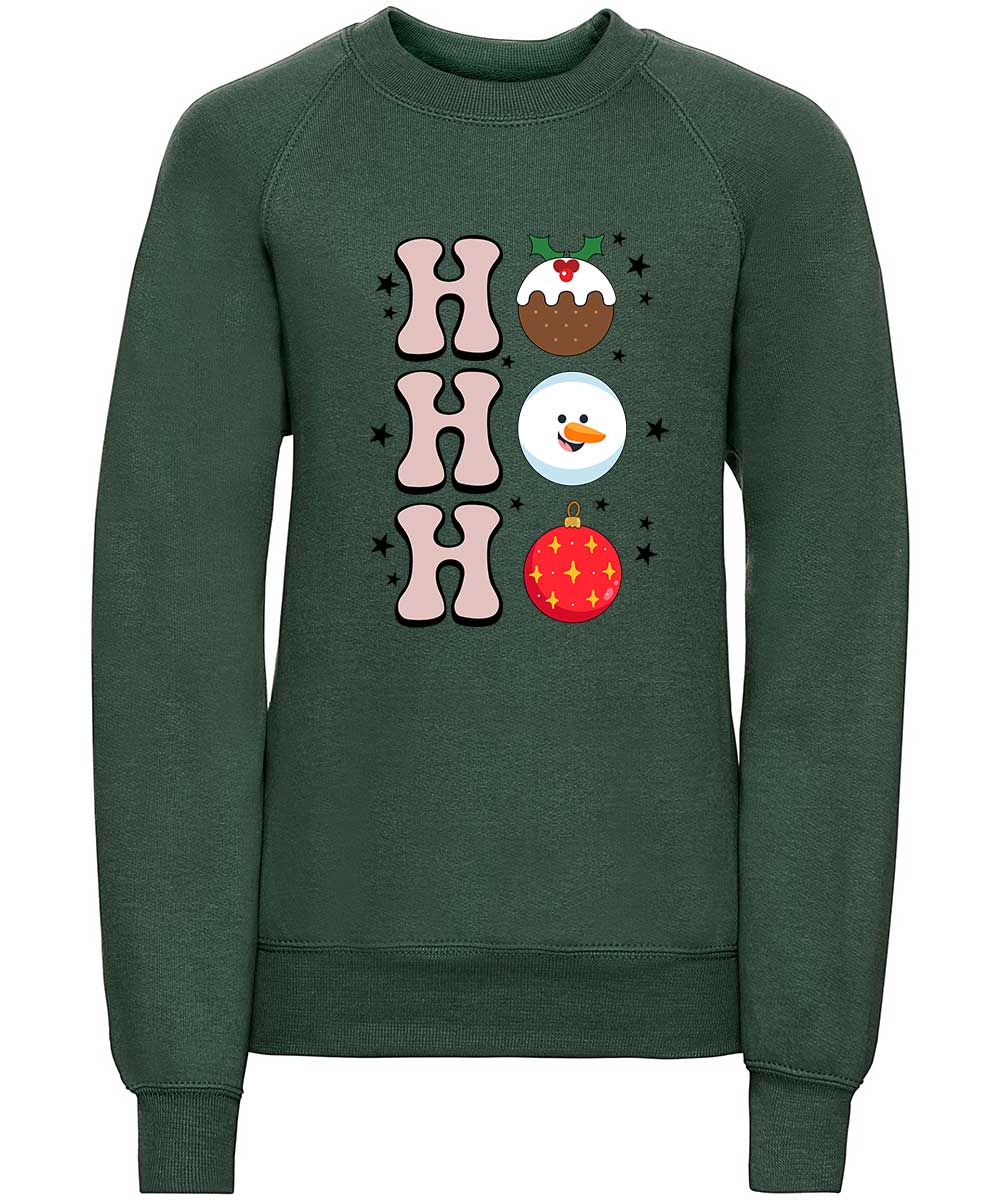 Trendy Toggs Kids Christmas HO HO HO Jumper Green