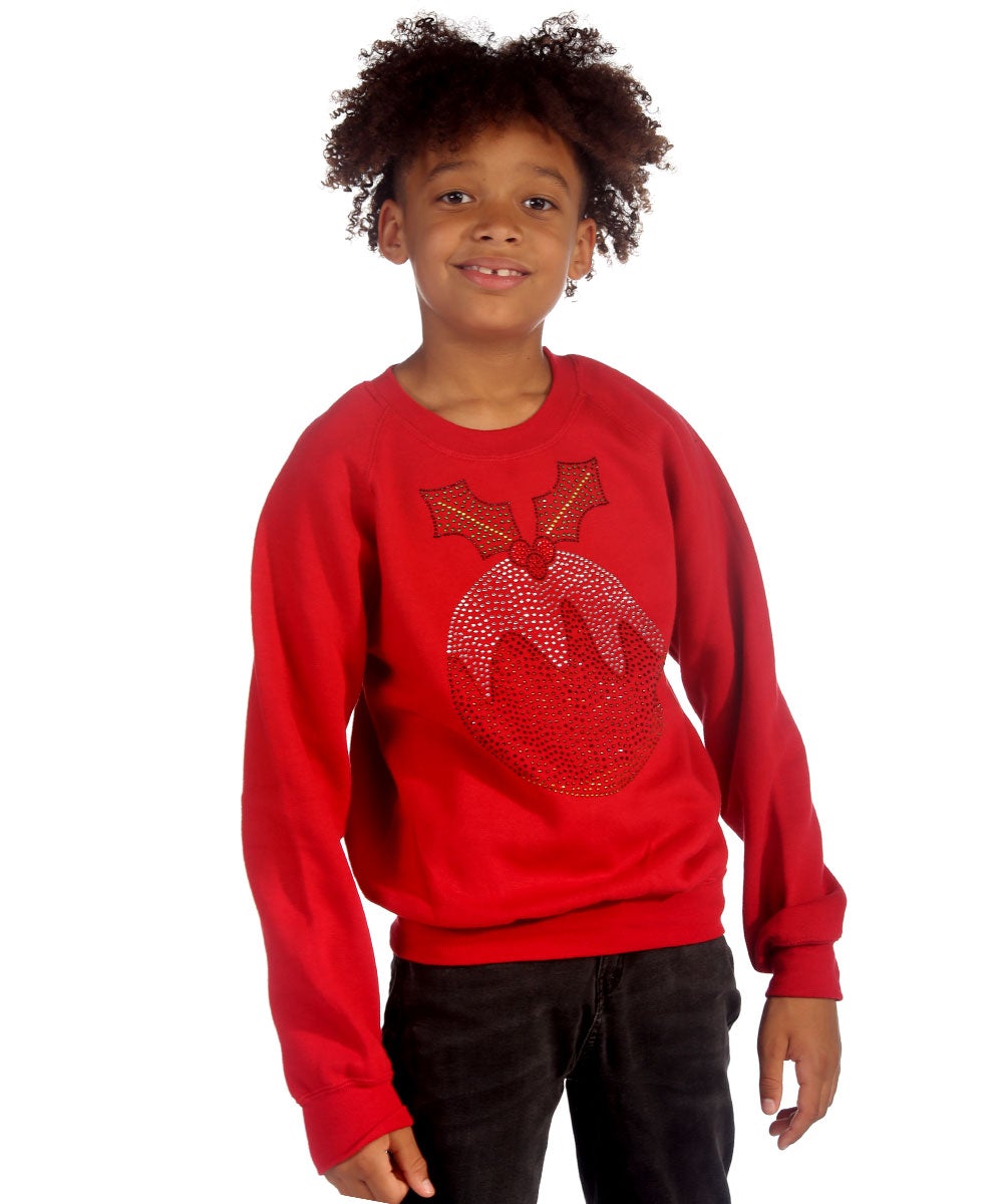 Trendy Toggs Kids Red Rhinestone Christmas Pudding Jumper