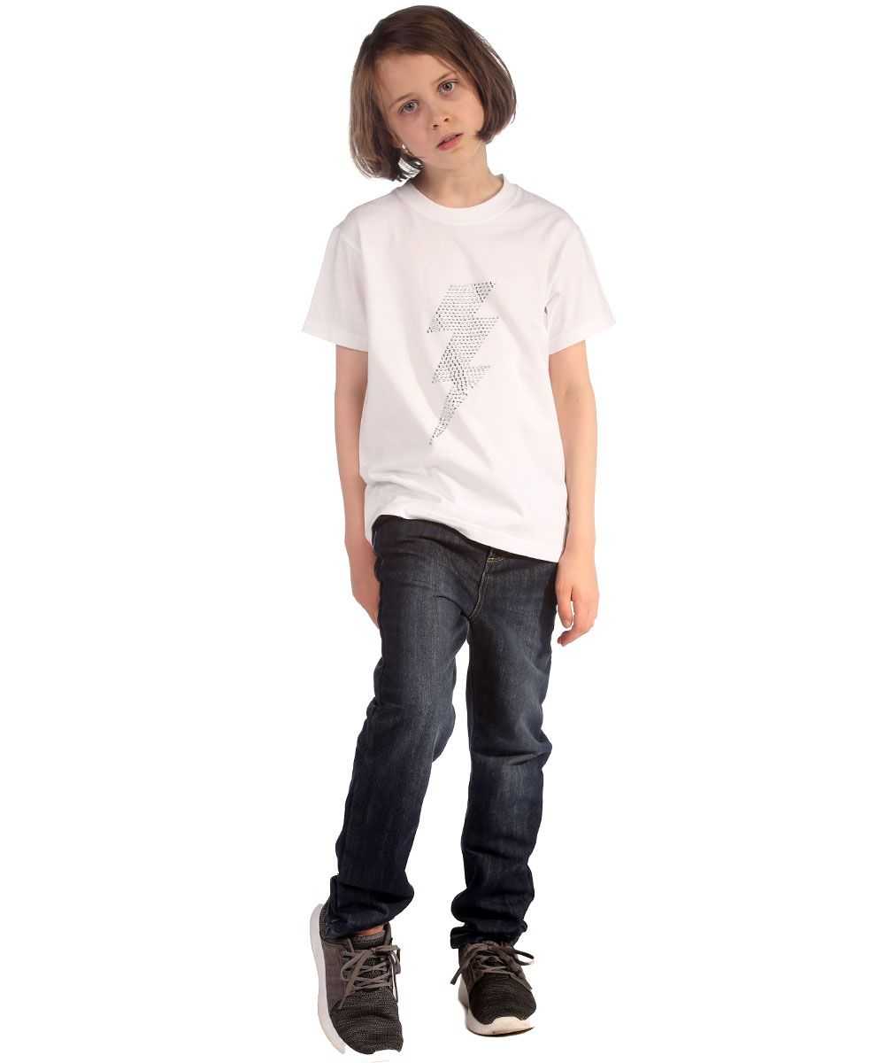 Trendy Toggs Kids White Lighting Bolt Rhinestone T-shirt