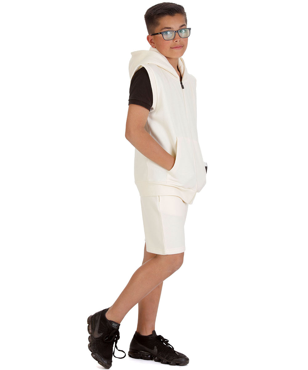 Kids Cream 2-Piece Gilet and Shorts Set