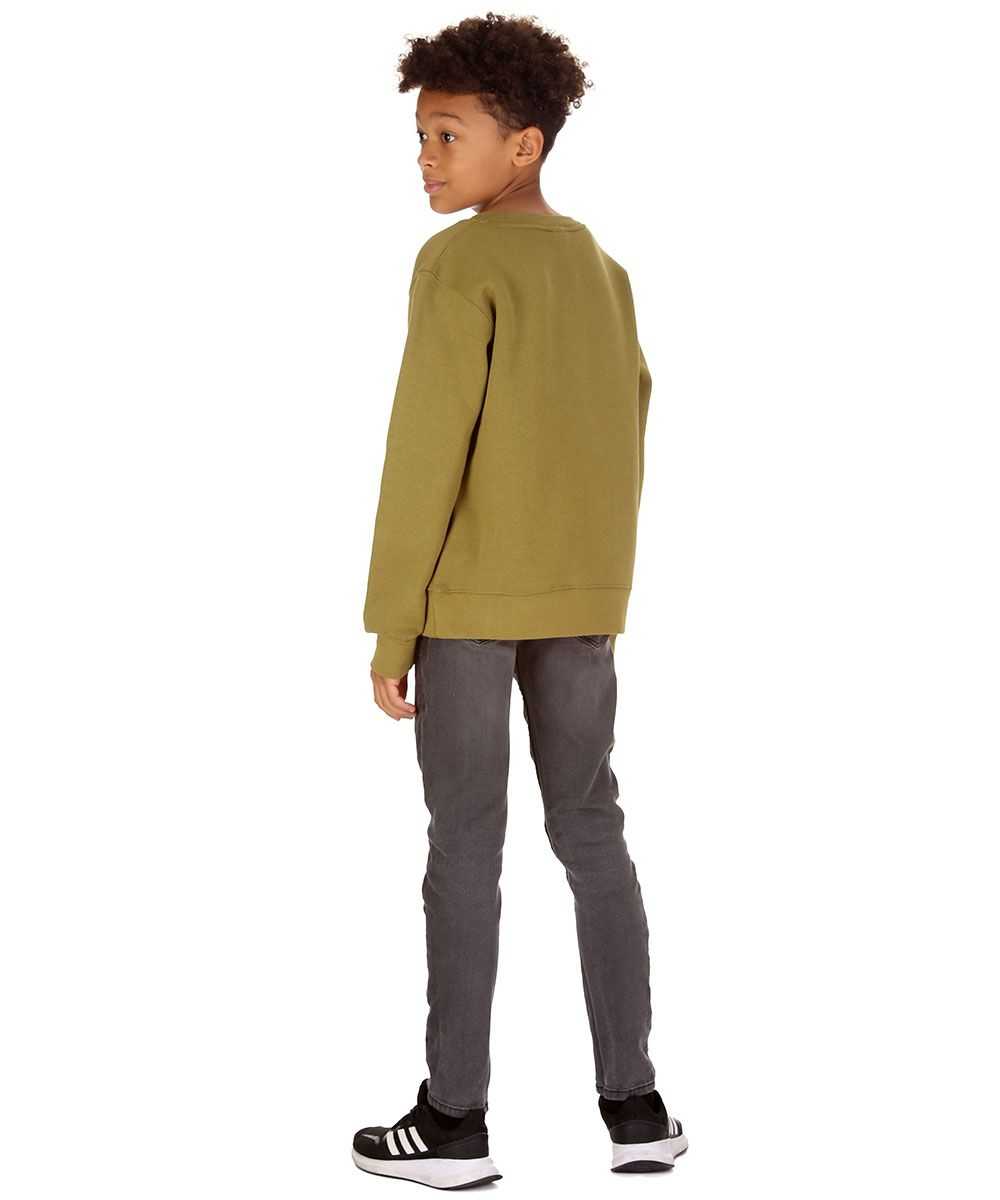 Kids Halloween Scary Dancing Skeleton Olive Green Sweatshirt