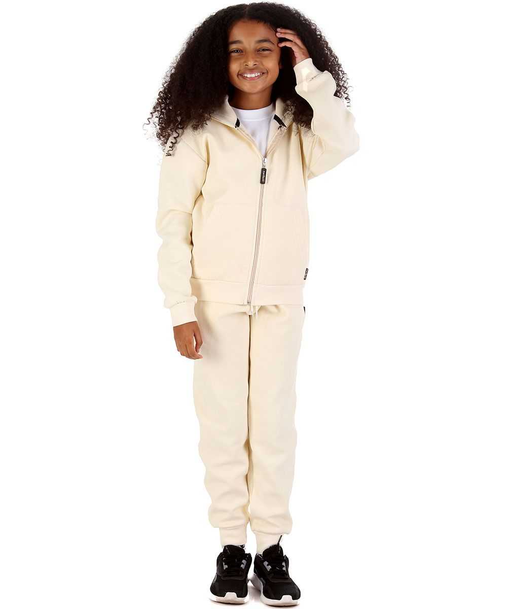 Trendy Toggs Kids Fleece Zip Up Cream Tracksuit