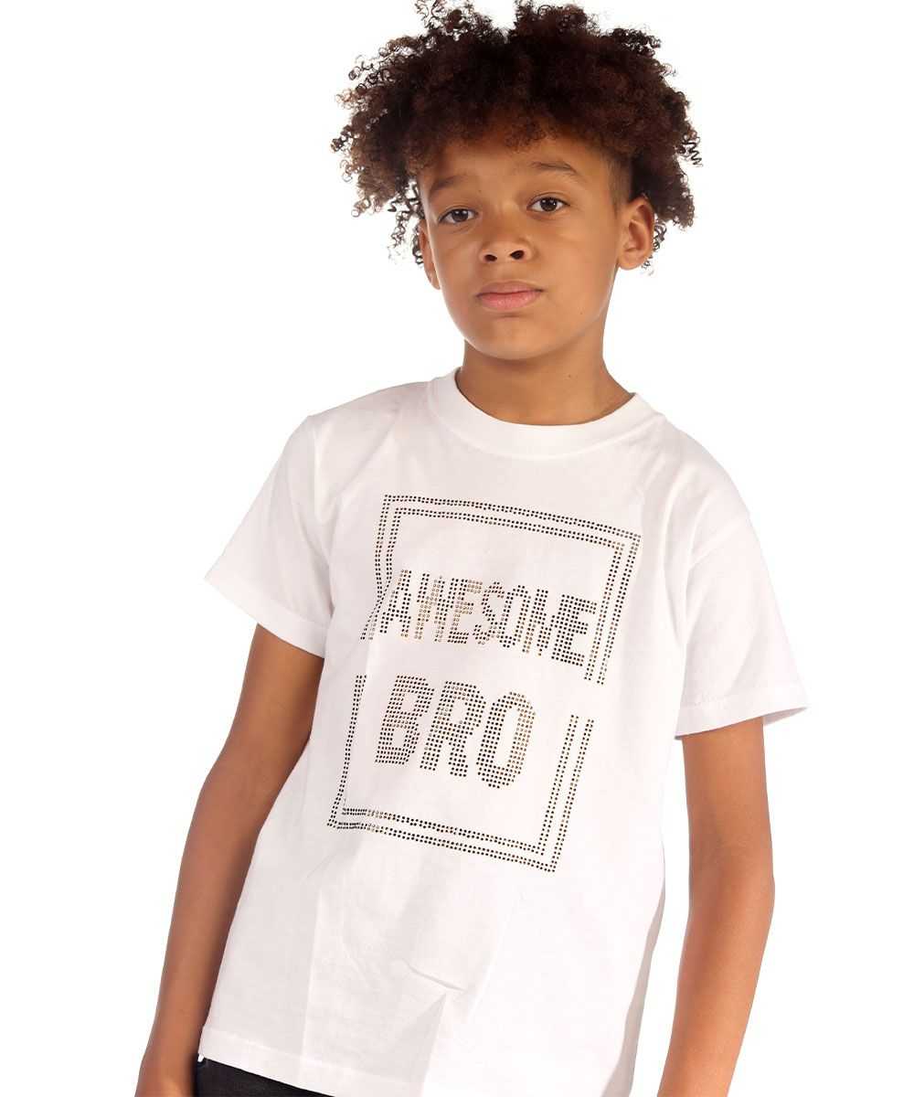 Trendy Toggs Kids Awesome Bro Rhinestone White T-shirt