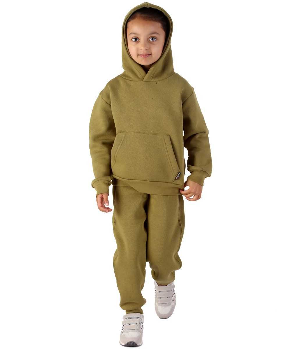 Trendy Toggs Kids Overhead Hoodie Olive Green Tracksuit