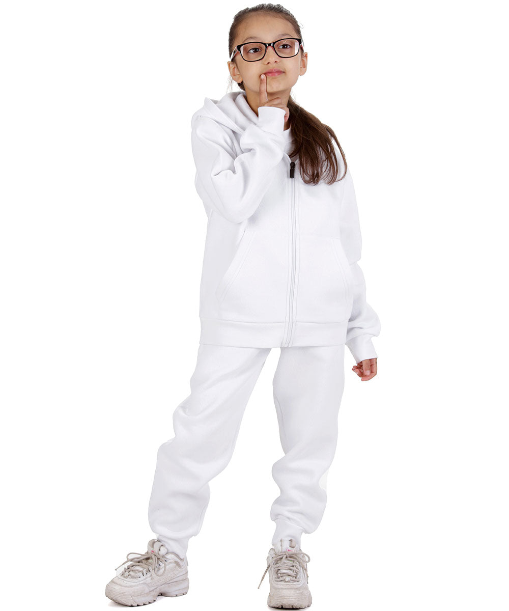 Trendy Toggs Kids Fleece Zip Up White Tracksuit