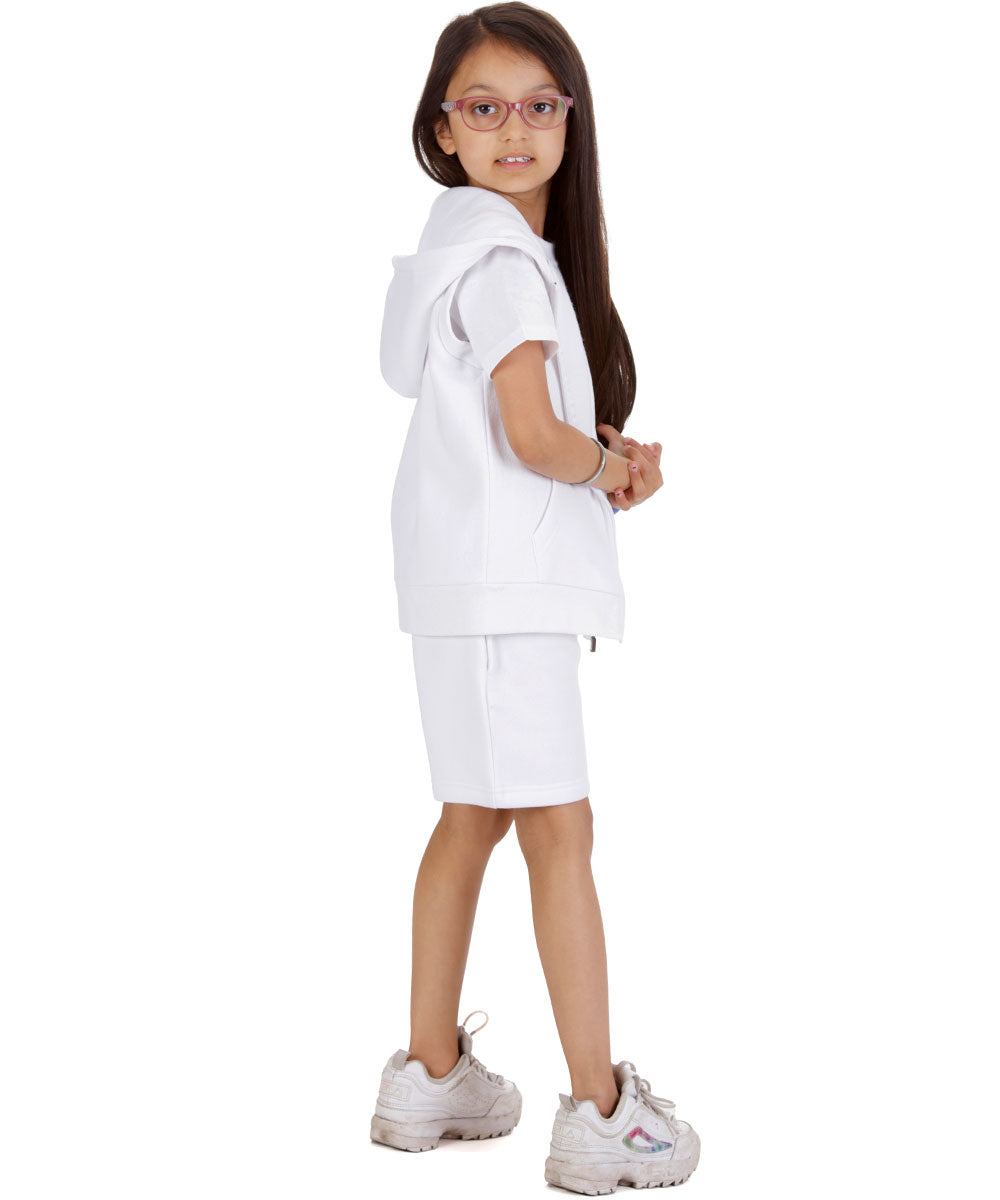 Kids White 2-Piece Gilet and Shorts Set