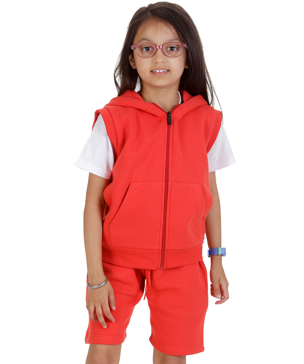 Kids Red 2-Piece Gilet and Shorts Set