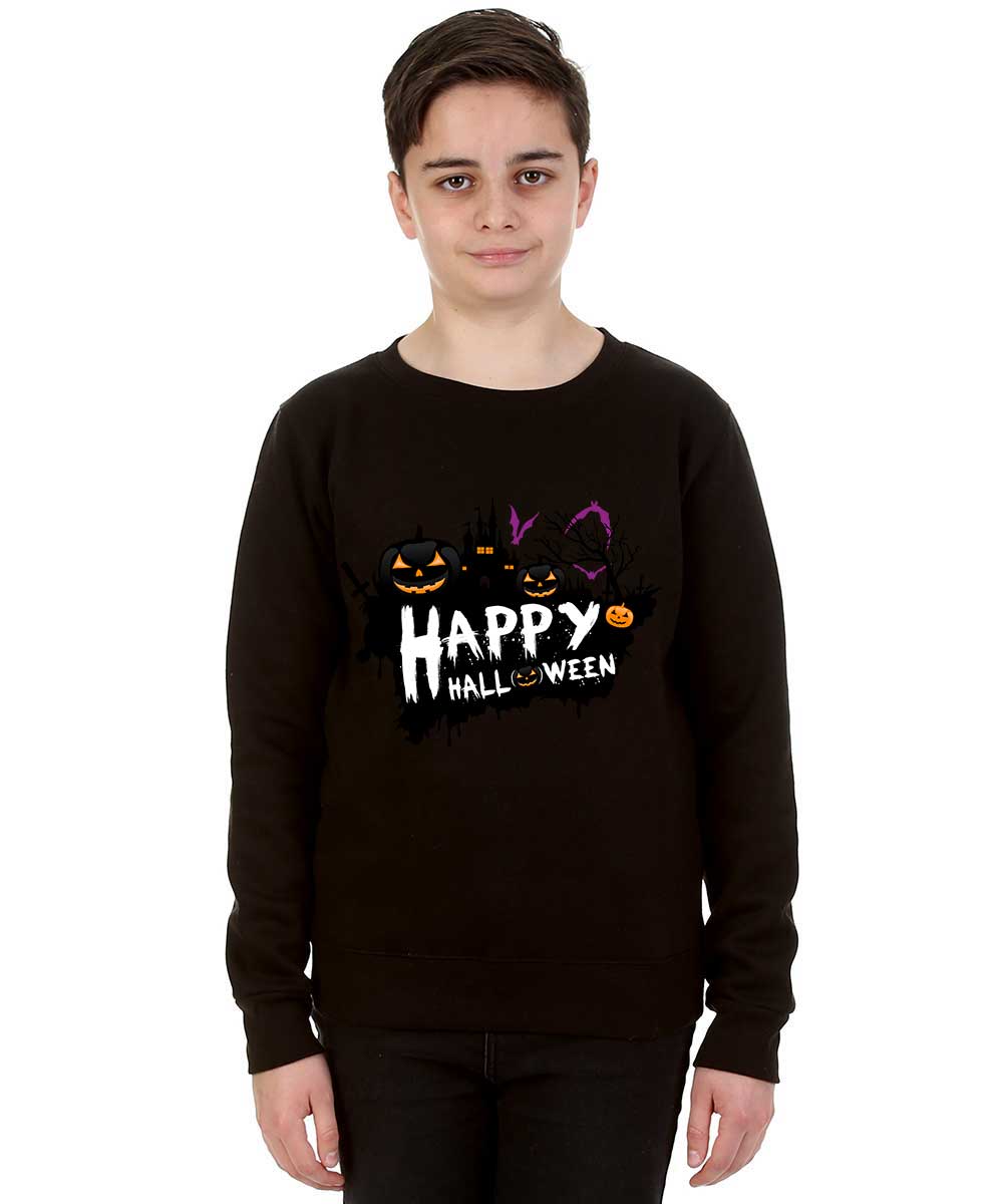 Kids Happy Halloween Black Jumper