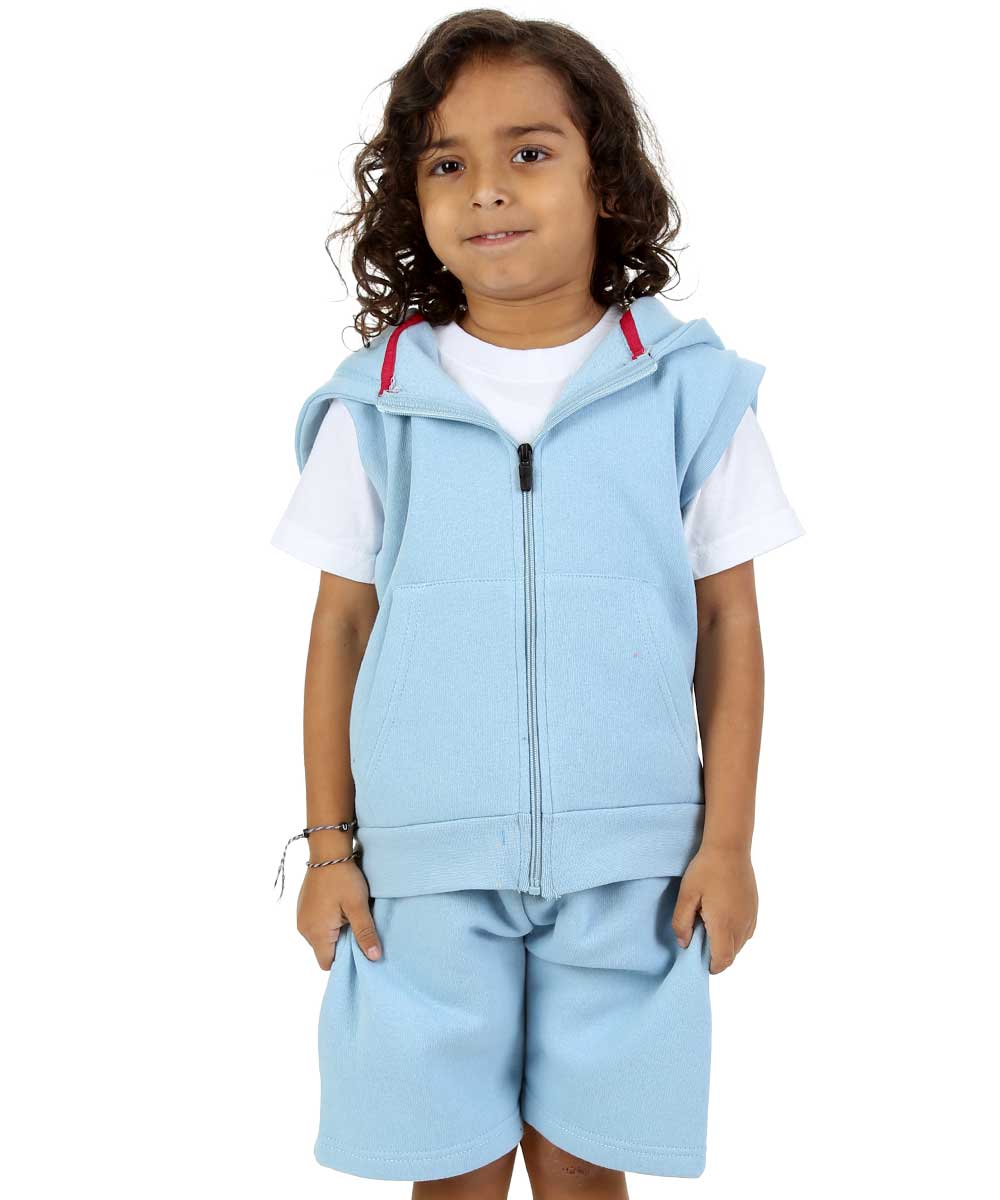 Kids Denim 2-Piece Gilet and Shorts Set