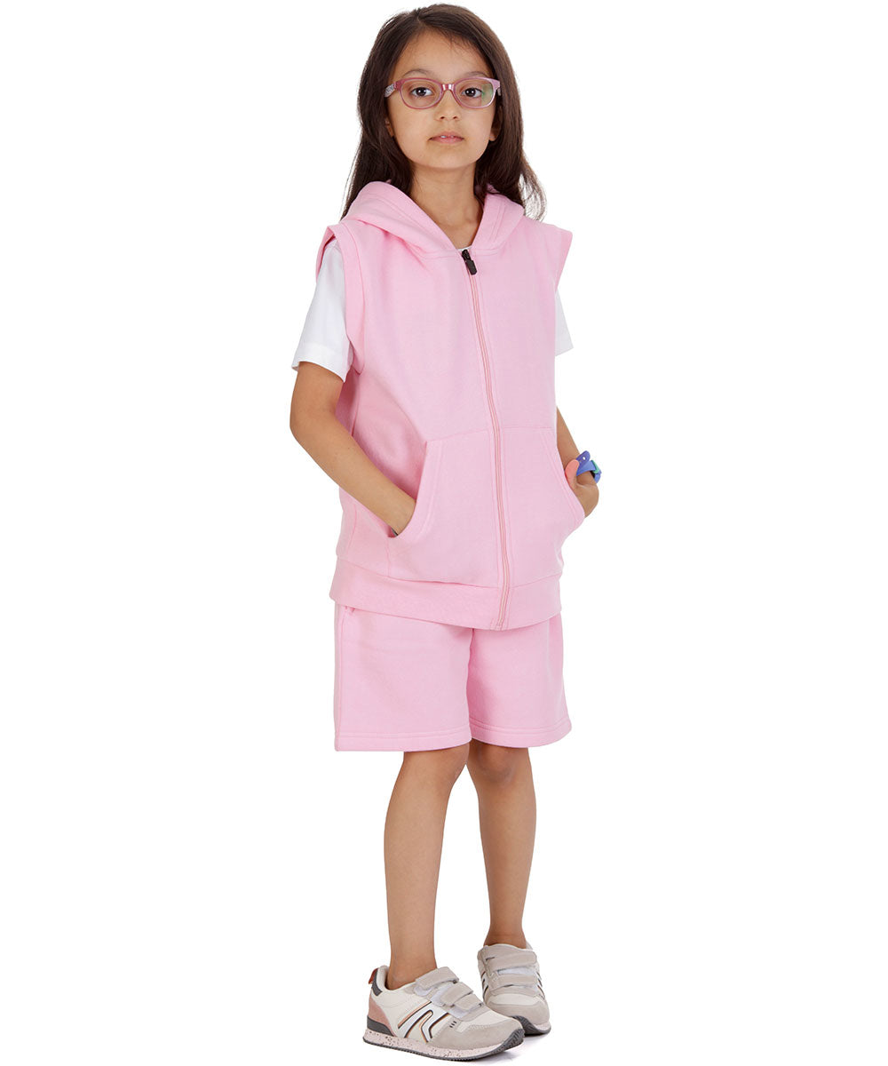 Kids Pink 2-Piece Gilet and Shorts Set