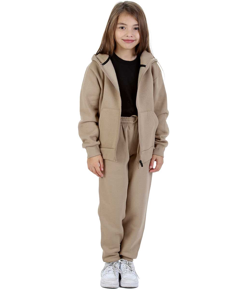 Trendy Toggs Kids Fleece Zip Up Mocha Tracksuit