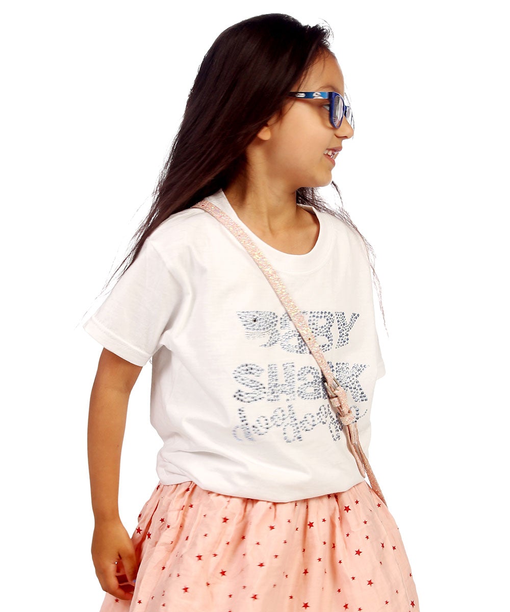 Trendy Toggs Kids Baby Shark Rhinestone White T-shirt