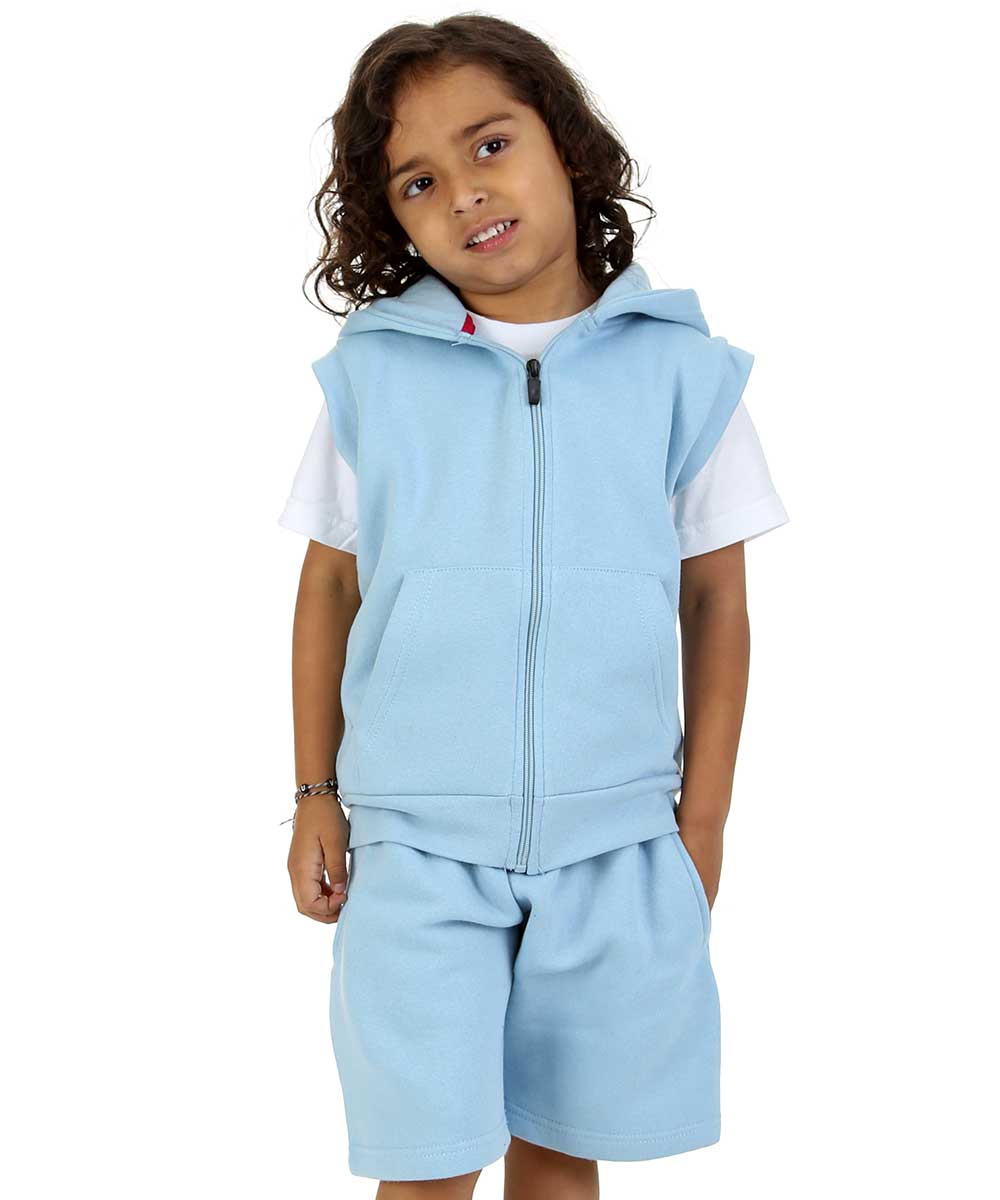 Kids Denim 2-Piece Gilet and Shorts Set