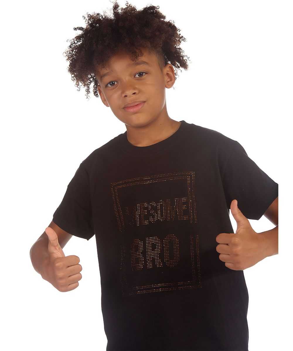 Trendy Toggs Kids Awesome Bro Rhinestone Black T-shirt