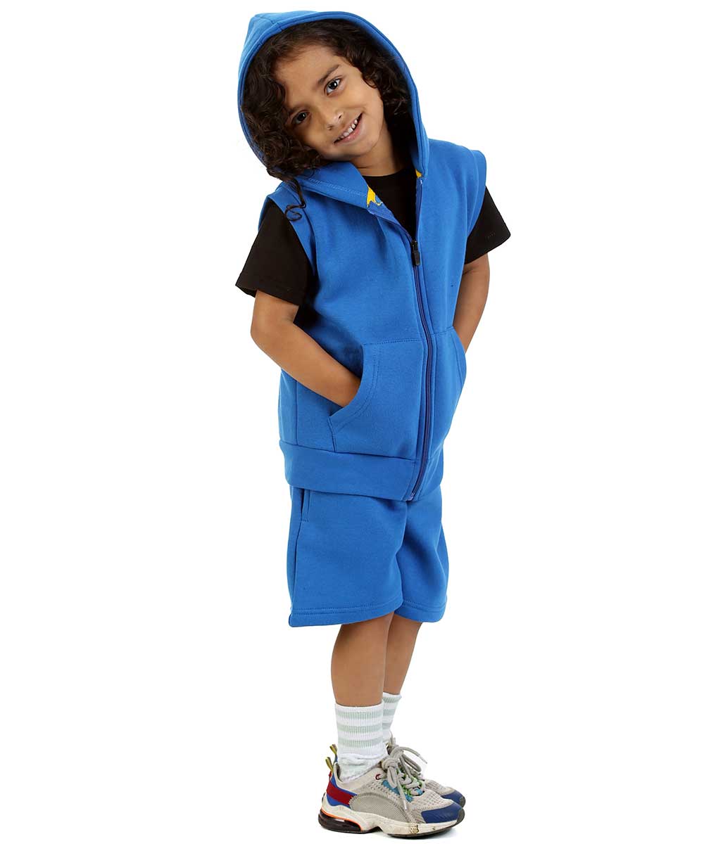 Kids Royal Blue 2-Piece Gilet and Shorts Set