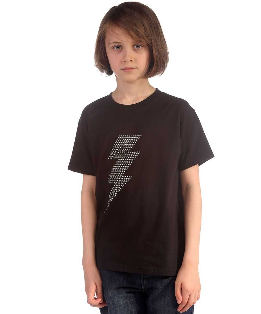 Trendy Toggs Kids Lighting Bolt Rhinestone Black T-shirt