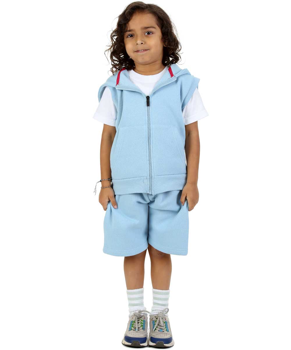 Kids Denim 2-Piece Gilet and Shorts Set