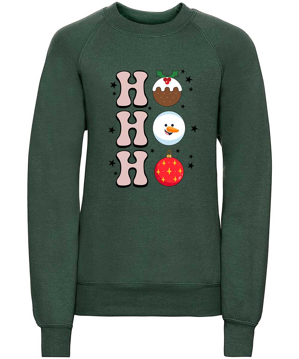 Trendy Toggs Kids Christmas HO HO HO Jumper Green