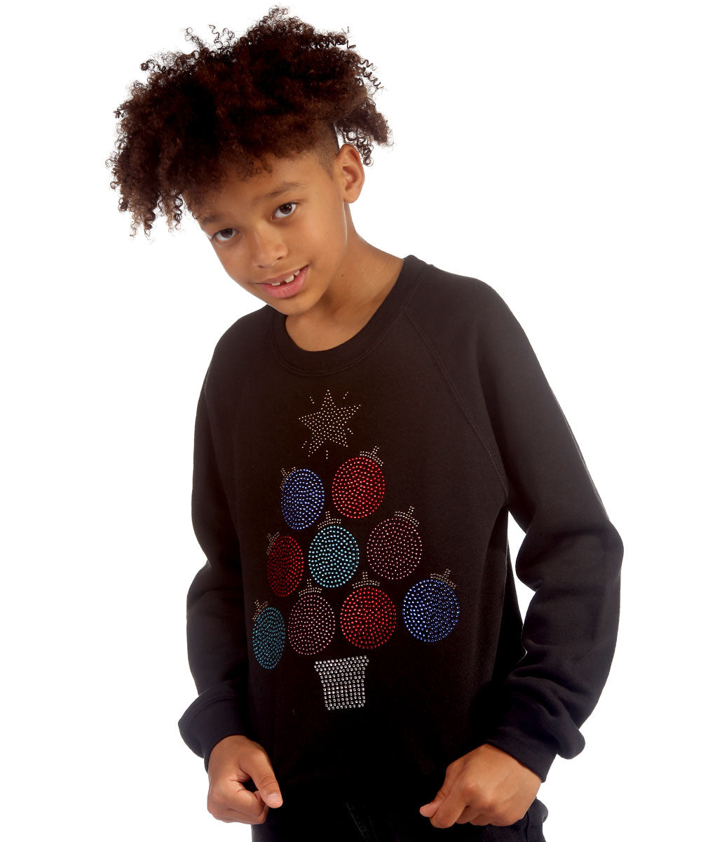 Trendy Toggs Kids Christmas Tree Rhinestone Detail Black Jumper