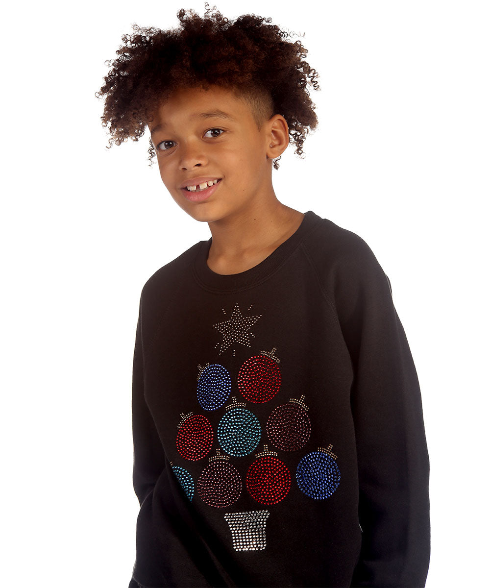 Trendy Toggs Kids Christmas Tree Rhinestone Detail Black Jumper