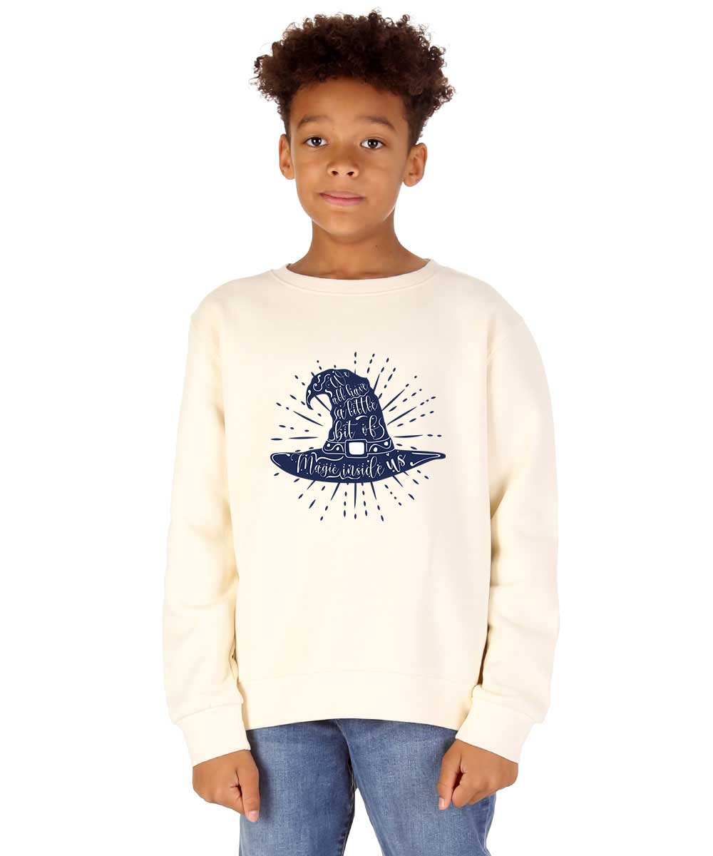 Kids Halloween Magic Witch Hat Cream Jumper
