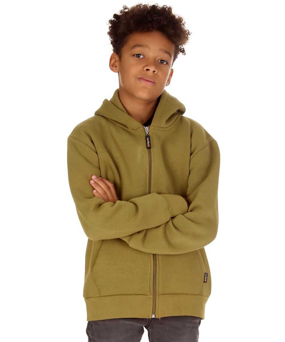 Trendy Toggs Kids Plain Olive Green Zip Up Hoodie