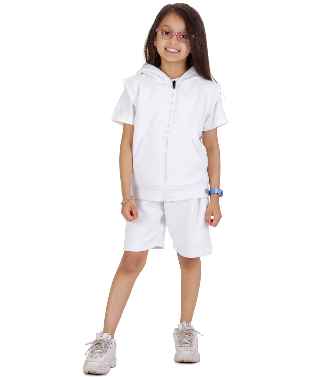 Kids White 2-Piece Gilet and Shorts Set