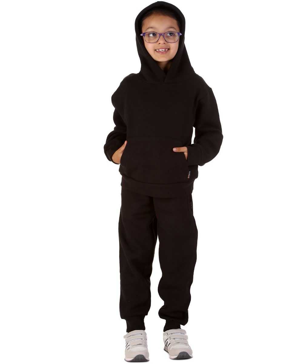 Trendy Toggs Kids Overhead Hoodie Black Tracksuit