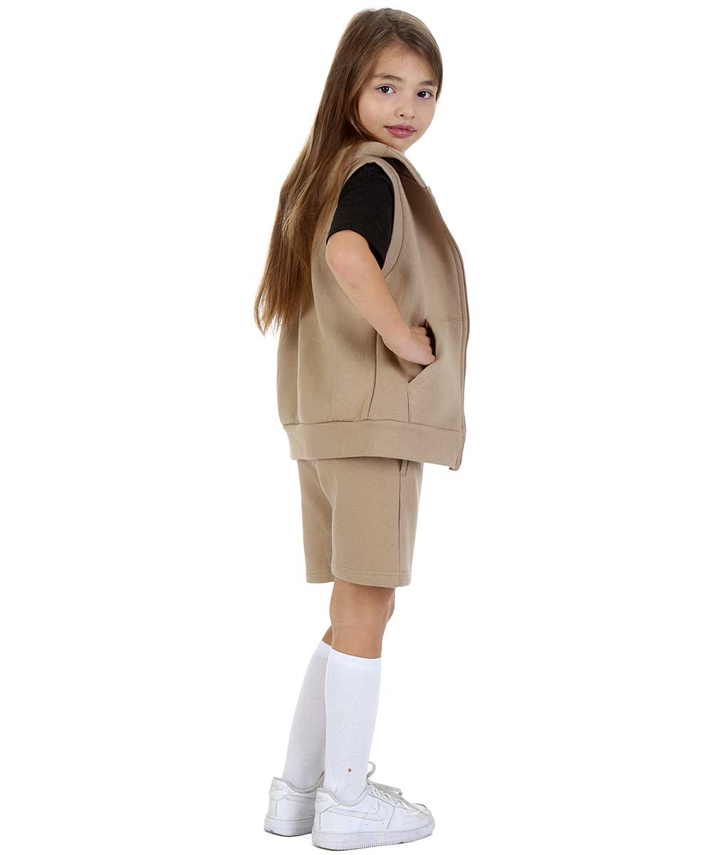 Kids Mocha 2-Piece Gilet and Shorts Set